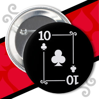 Speelkaarten Kostuum 10 Clubs Kaart tien Kaart Ronde Button 5,7 Cm