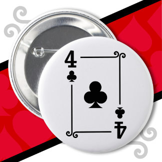 Speelkaarten Kostuum 4 Clubs Kaart Vier Kaarten Ronde Button 5,7 Cm