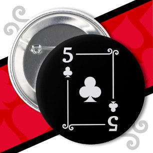 Speelkaarten Kostuum 5 Clubs Kaart Vijf Kaart Ronde Button 5,7 Cm