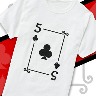 Speelkaarten Kostuum 5 Clubs Kaart Vijf Kaart T-shirt