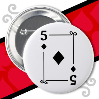 Speelkaarten Kostuum 5 Diamonds Kaart Vijf Kaart Ronde Button 5,7 Cm