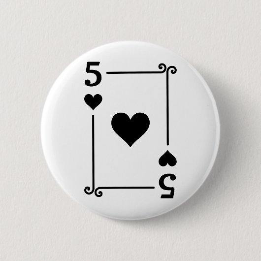Speelkaarten kostuum 5 harten Kaart vijf Kaart Ronde Button 5,7 Cm (Voorkant)