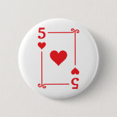 Speelkaarten kostuum 5 harten Kaart vijf Kaart Ronde Button 5,7 Cm (Voorkant)