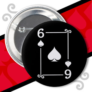Speelkaarten kostuum 6 schoppen Kaart zes Kaart Ronde Button 5,7 Cm