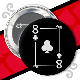 Speelkaarten Kostuum 8 Clubs Kaart acht Kaart Ronde Button 5,7 Cm