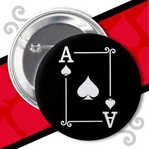 Speelkaarten Kostuum Ace Schoppen Kaart Ace Kaart Ronde Button 5,7 Cm