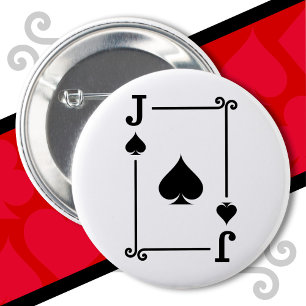 Speelkaarten Kostuum Jack Kaart Spades Jack Kaart Ronde Button 5,7 Cm