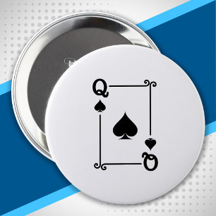 Speelkaarten - Matching Spades Kaart Suits - Queen Ronde Button 4,0 Cm