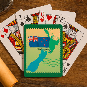 Speelkaarten met kaart van Nieuw-Zeeland