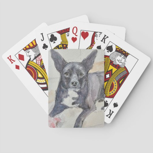 Speelkaarten met waterverf van perceptieve hond (Achterkant)