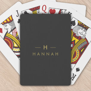 Speelkaarten   Monogram Zwarte & Gouden Poker Set