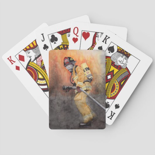 Speelkaarten poker cadeau voor vader brandweerman (Achterkant)