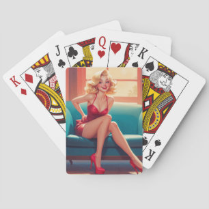 Speelkaarten, Poker, Pin-Up Meisje, Blond Pokerkaarten