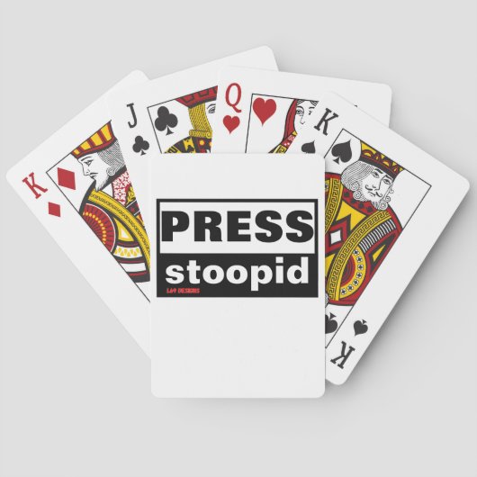 speelkaarten "PRESS STOOPID" (Achterkant)