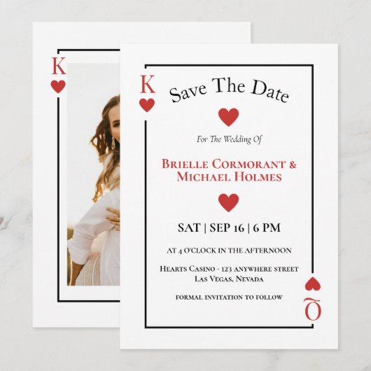 Speelkaarten Save the Date Las Vegas Huwelijk  Kaart (Voorkant / Achterkant)