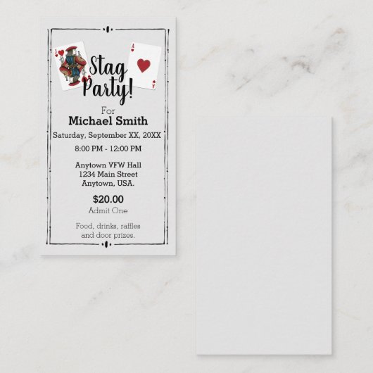 Speelkaarten Stag Party Ticket (Voorkant / Achterkant)