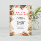 speelkaarten verjaardagsfeestje uitnodiging (Staand voorkant)