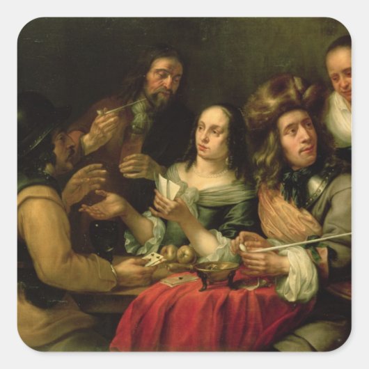 Speelkaarten Vierkante Sticker (Voorkant)
