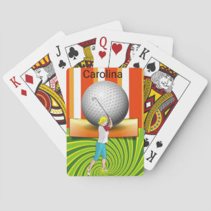 Speelkaartendeck Oranje Groene Golfballen Golfer Pokerkaarten