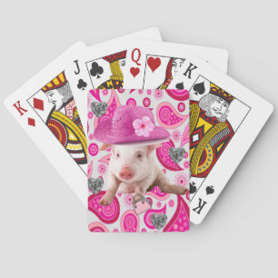 Speelkaartje Deck Roze Varken Paisley Zilveren Har Pokerkaarten