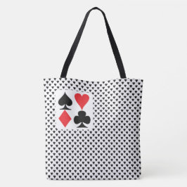 Speelkaartsymbolenpatroon plus zwarte harten tote bag