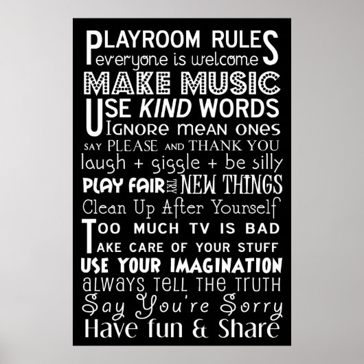 Speelkamerregels Subway Art Poster (Voorkant)