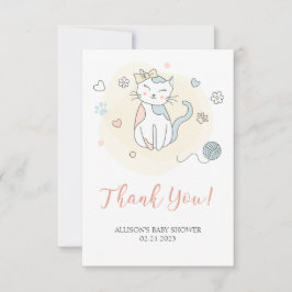 Speelklein katje Baby shower Bedankkaart