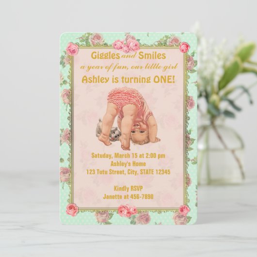 speelmeisje op zaterdag Uitnodigingen 1e (Staand voorkant)