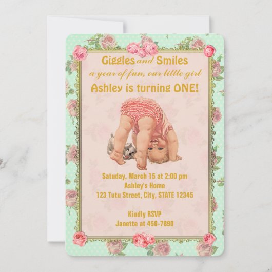  speelmeisje op zaterdag Uitnodigingen 1e (Voorkant)