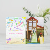 Speelplaats Foto Uitnodiging (Staand voorkant)