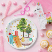 Speelplaats Happy Birthday Paper Borden pokadots Papieren Bordje (Feest)