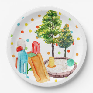 Speelplaats Happy Birthday Paper Borden pokadots Papieren Bordje