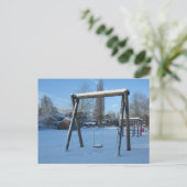 Speelplaats in de sneeuw briefkaart (Staand voorkant)