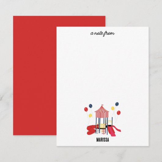 Speelplaats Kinderen Jongens Meisjes Verjaardag Aa Notitiekaartje (Voorkant / Achterkant)