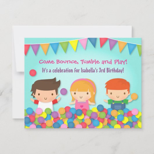 Speelplaats Schattige Kinderen Verjaardagsfeest Ui Kaart (Voorkant)