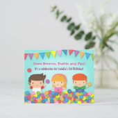 Speelplaats Schattige Kinderen Verjaardagsfeest Ui Kaart (Staand voorkant)