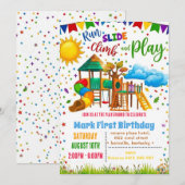 Speelplaats Springende Glijbaan Spel Verjaardag Kaart (Voorkant / Achterkant)