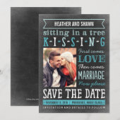 Speelplek Song Save The Date Kaart - Turquoise (Voorkant / Achterkant)