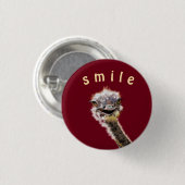 Speelrijke Button Happy Ostrich - glimlach (Voorkant /achterkant)