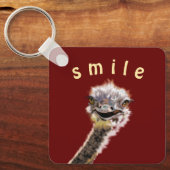 Speelrijke Sleutelhanger Happy Ostrich - glimlach (Voorkant)