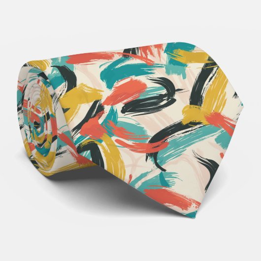 Speels Abstract penseelstreekpatroon Stropdas (Opgerold)