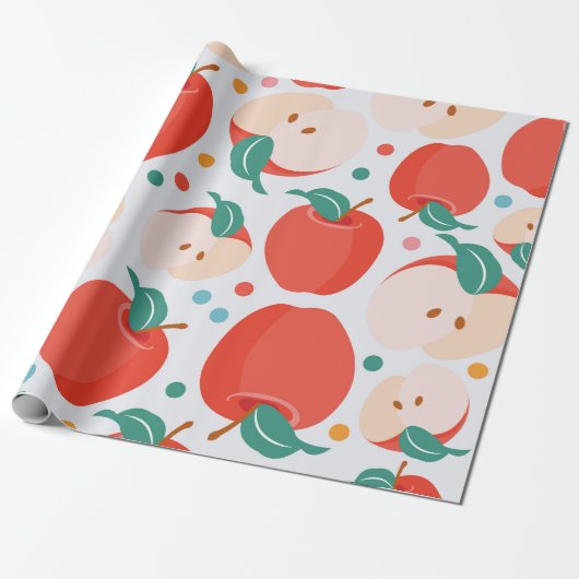 speels appelpatroon cadeaupapier (Uitgerold)
