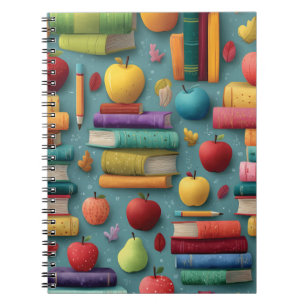 Speels Back-to-School-ontwerp met boeken en Apple Notitieboek