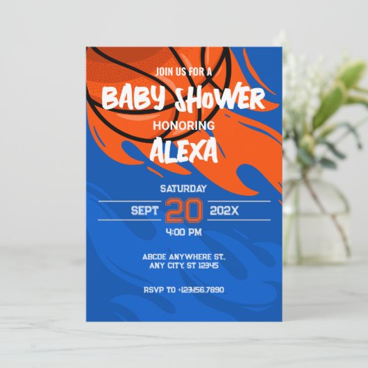 Speels Basketbal vuur Grafitti baby shower Kaart (Staand voorkant)