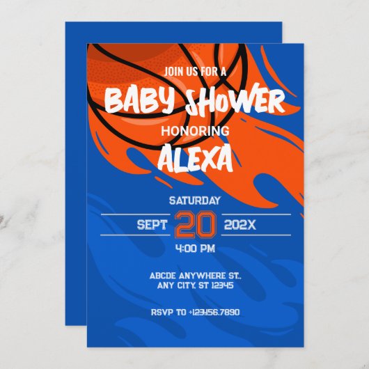 Speels Basketbal vuur Grafitti baby shower Kaart (Voorkant / Achterkant)