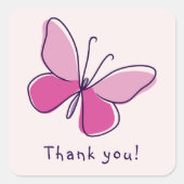 Speels bedankt! - Roze vlinder Vierkante Sticker (Voorkant)