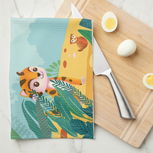 Speels & beschrijvend, speels Oerwoud Cub Digitaal Theedoek (Quarter Fold)