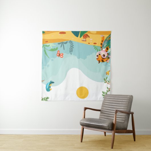 Speels & beschrijvend, speels Oerwoud Cub Digitaal Wandkleed (In Situ (horizontaal))