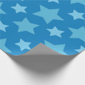 Speels Blauw Sterrenpatroon voor Opgewekte Vormgev Cadeaupapier (Hoek)