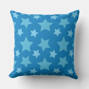 Speels Blauw Sterrenpatroon voor Opgewekte Vormgev Kussen